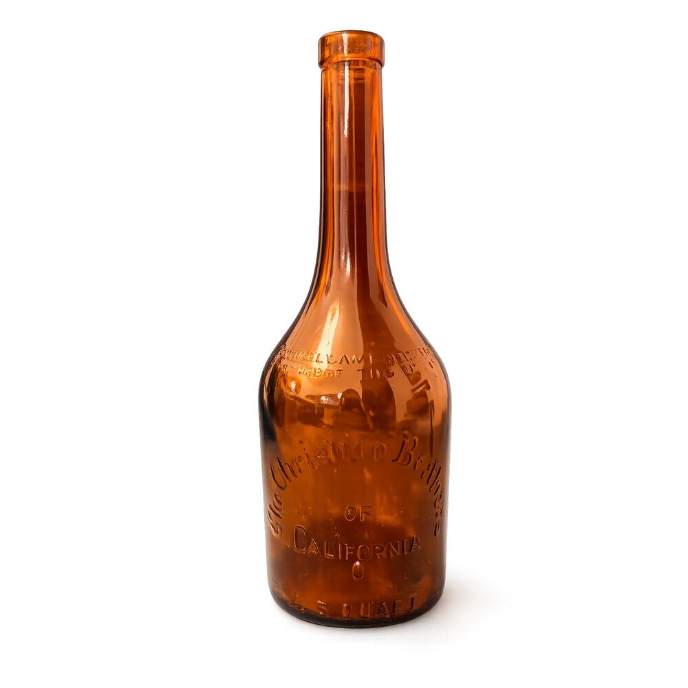 Vintage Christian Brothers of California Amber Glass Bottle 4/5 Quart Latchford